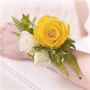 Yellow Rose and Fern Wrist Corsage