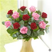 Elegant Red and Pink Rose Vase 12