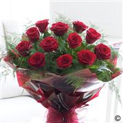 Long Stemmed Red Rose Hand-tied 12