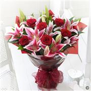 Valentine&#39;s Rose and Lily Hand-tied 12