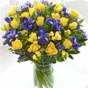 Extra Large Rose and Iris Hand-tied with Chocolates