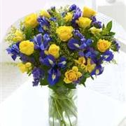 Rose and Iris Hand-tied with Chocolates